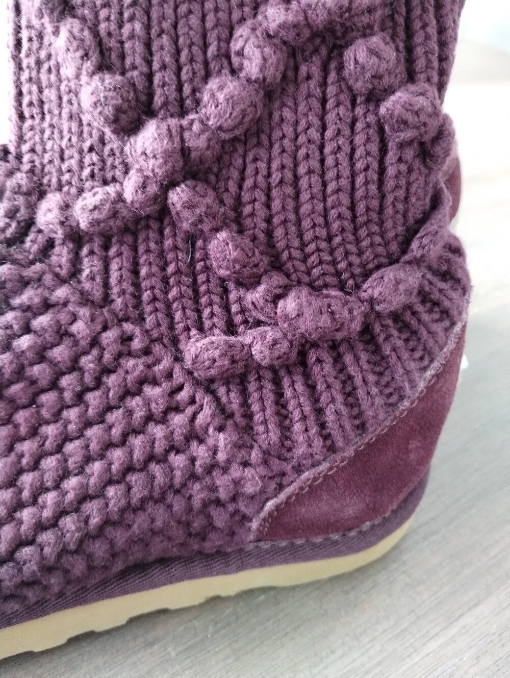 UGG Cardy 5879 Plum Purple Cable Knit Sweater Boots Women's 6 - Picture 4 of 12